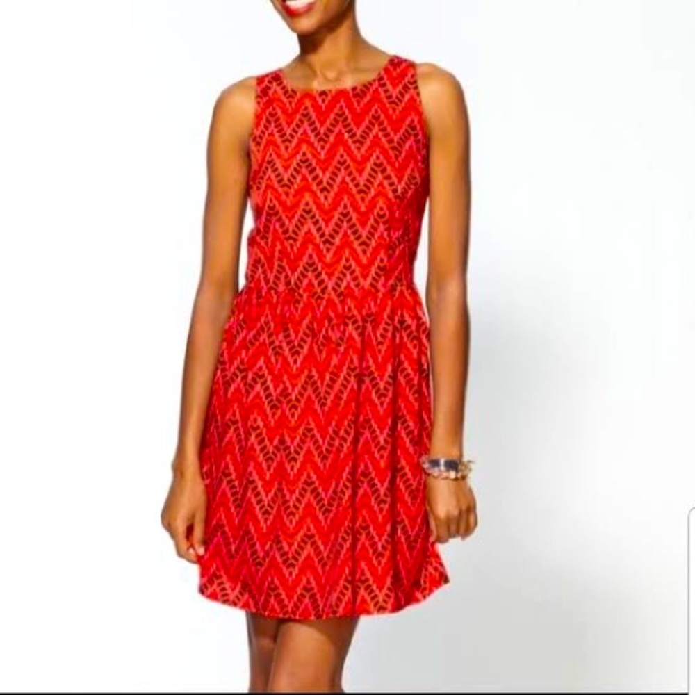 Jack. Pink and Black Print Keyhole Back Dress Sz M